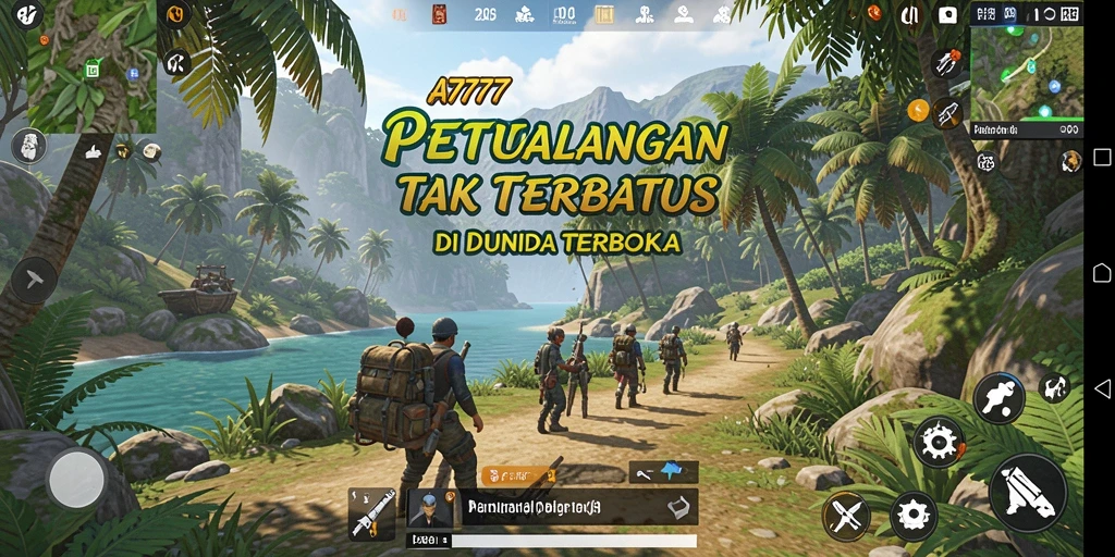 Tangkapan layar A7777 menampilkan dunia terbuka yang luas dan penuh warna.