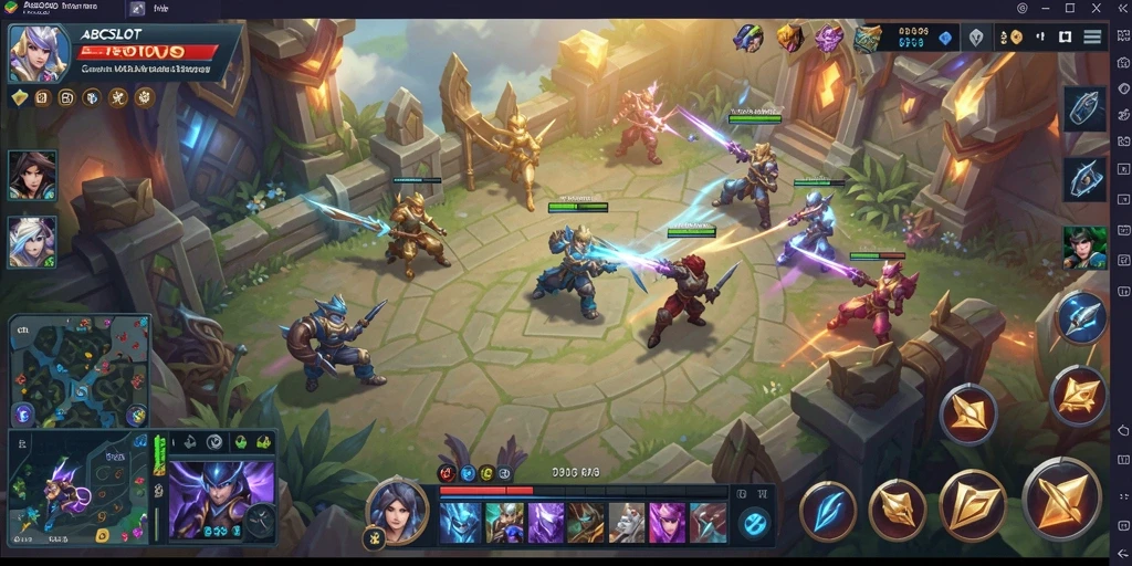 Tampilan gameplay seru ABCSLOT dalam aksi MOBA yang intens.