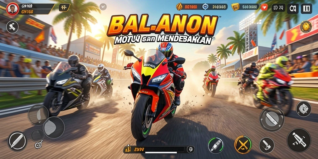 Tampilan gameplay seru dari balapan motor di GN168.