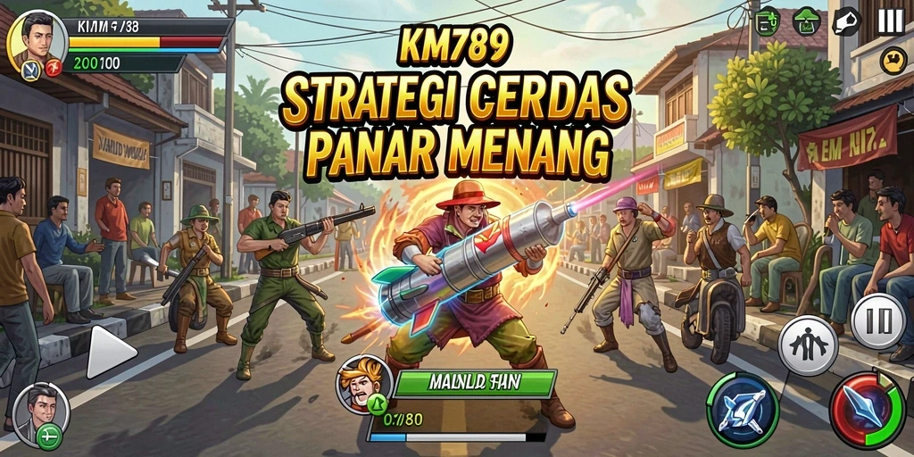 Screenshot gameplay KM789 menampilkan pertempuran strategi yang intens dan menantang.