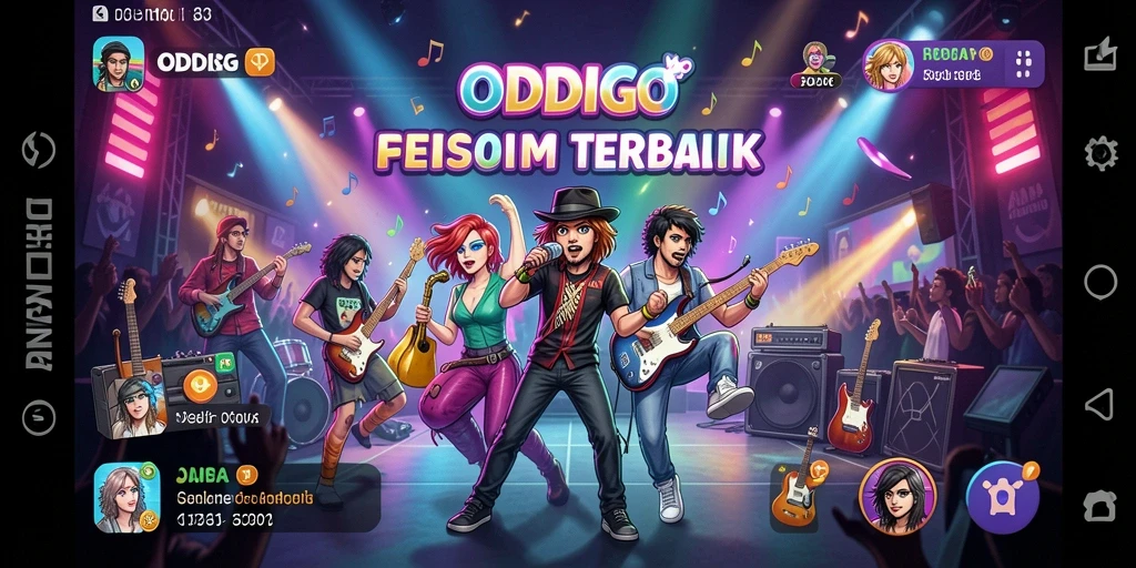Screenshot utama ODDIGO menampilkan permainan musik yang seru dan interaktif.